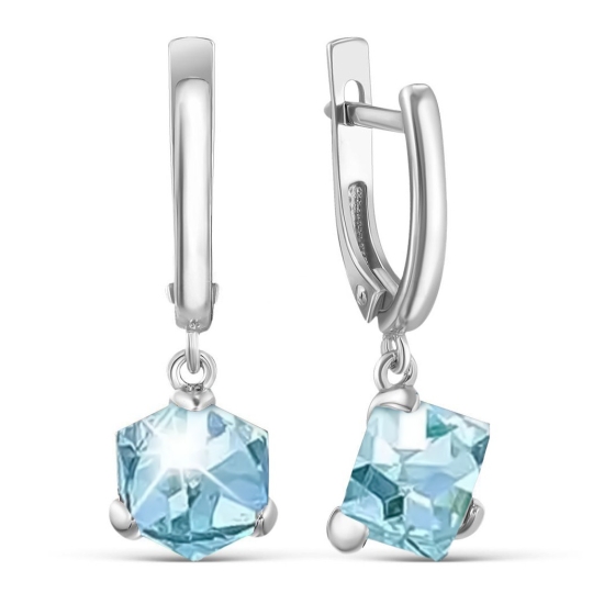 Серьга из серебра с фианитами 