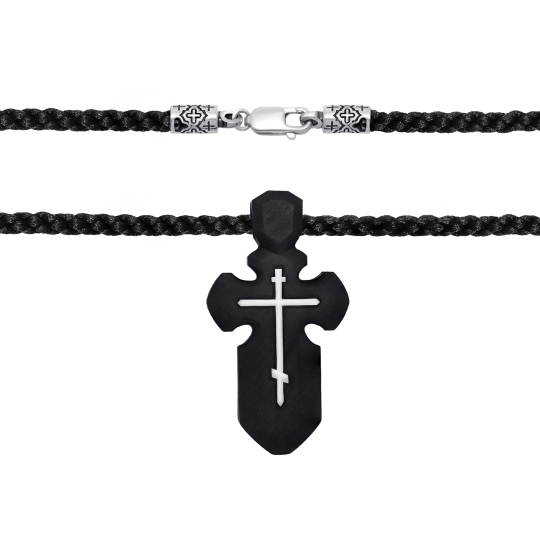 Подвеска-крест из серебра с эмалью