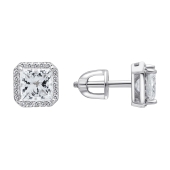 Серьги из белого золота с выращенными бриллиантами