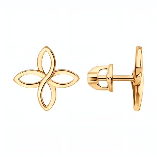 Серьги из золота с янтарём и фианитами