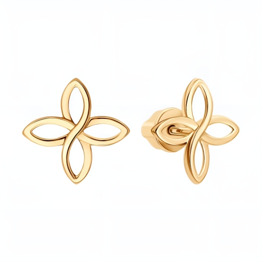 Серьги из золота с янтарём и фианитами