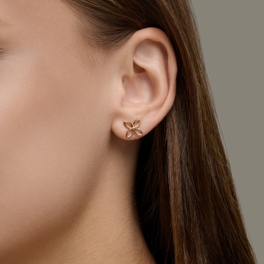 Серьги из золота с янтарём и фианитами