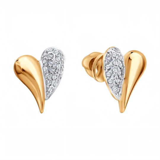 Серьги из золота с гранатами и фианитами