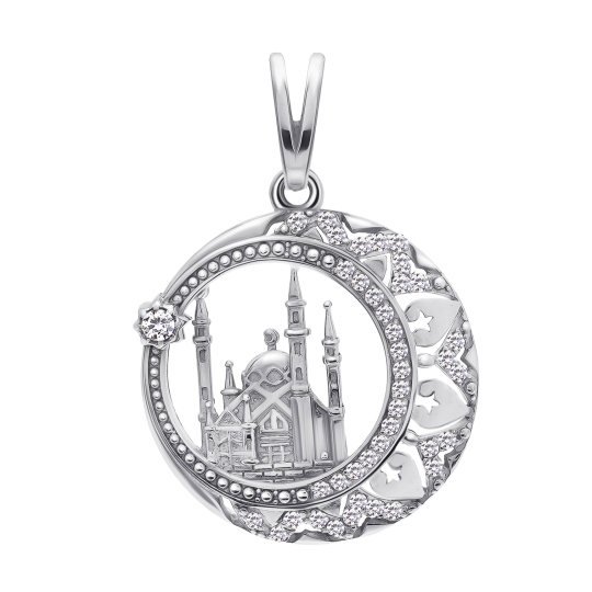 Подвеска-буква из серебра с фианитами "Е"