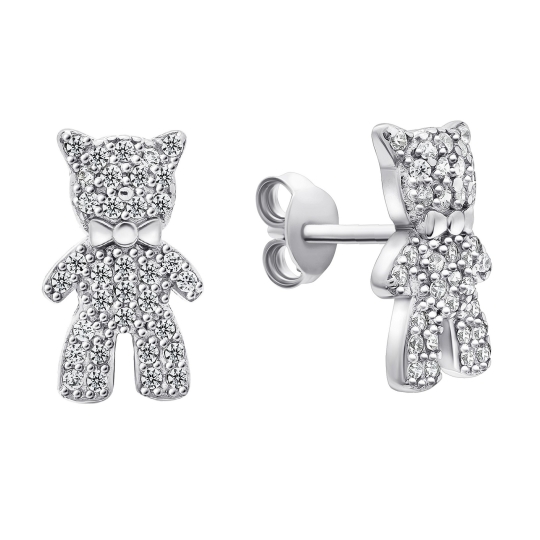 Серьги из серебра с фианитами