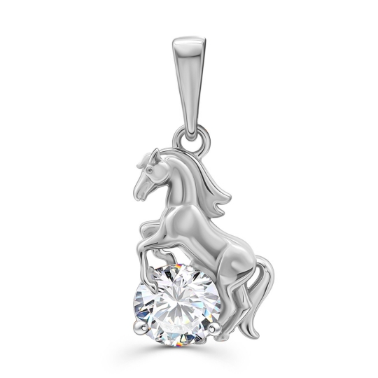 Подвеска из серебра с фианитами "Подкова"