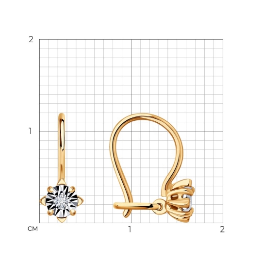 Серьги из комбинированного золота с бриллиантами