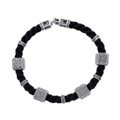 Браслет из текстиля с серебряными вставками