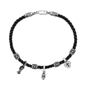 Браслет из текстиля с серебряными вставками