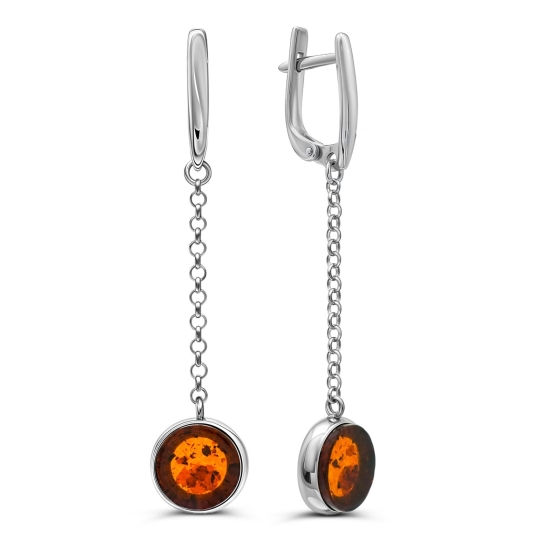 Серьги из серебра с гранатами и фианитами