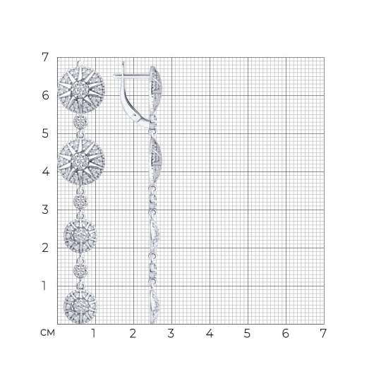 Серьги из серебра с фианитами