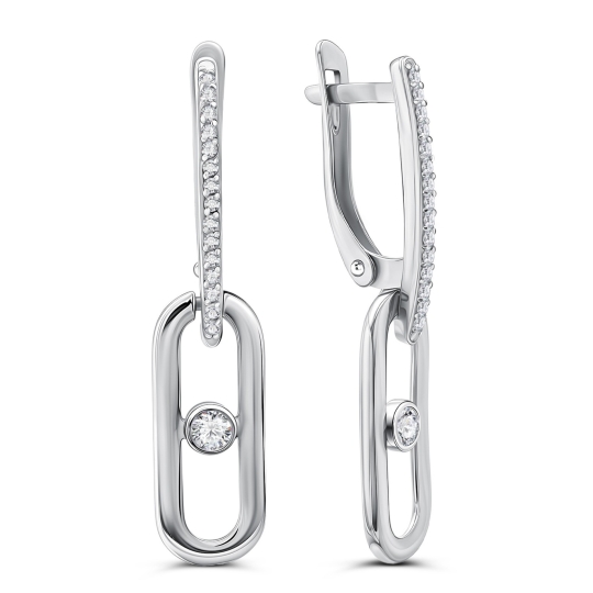 Серьги-кольца из серебра с фианитами