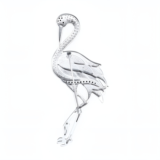 Брошь из серебра с фианитами "Саксофон"