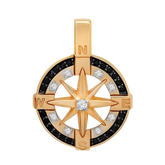 Подвеска из золота с ониксом и фианитом