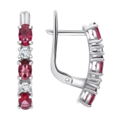 Серьги из серебра с кварцем и фианитами