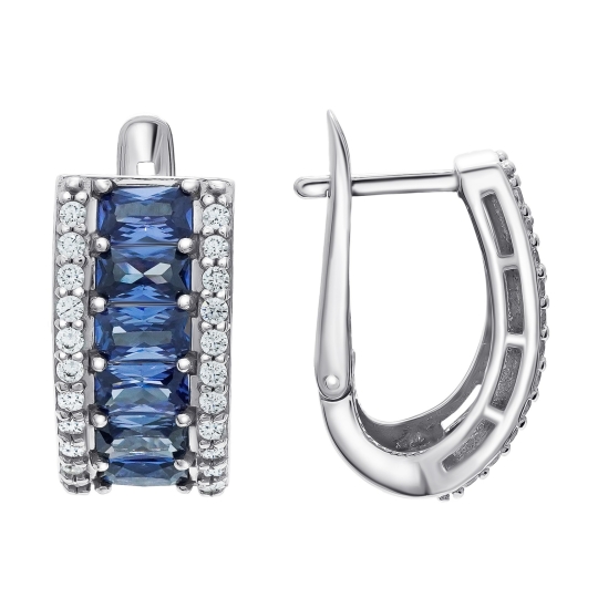 Серьги из серебра с фианитами