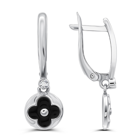 Серьги из серебра с фианитами