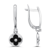 Серьги из серебра с эмалью и фианитами