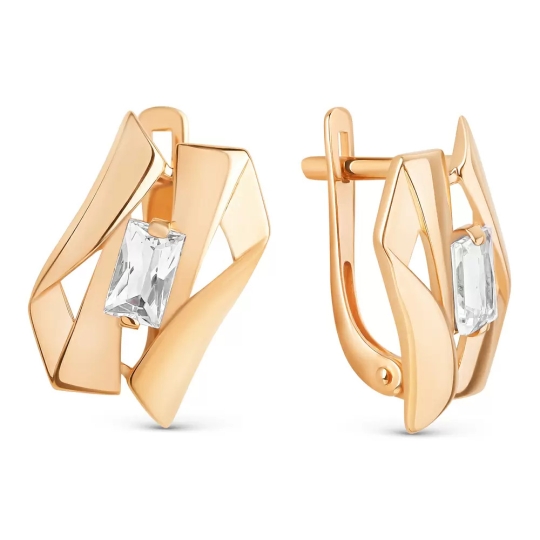 Серьги-продевки из золота с фианитами