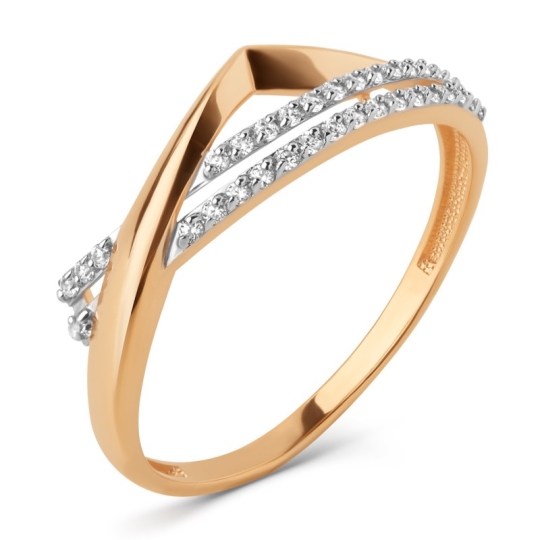 Кольцо из белого золота с фианитами 