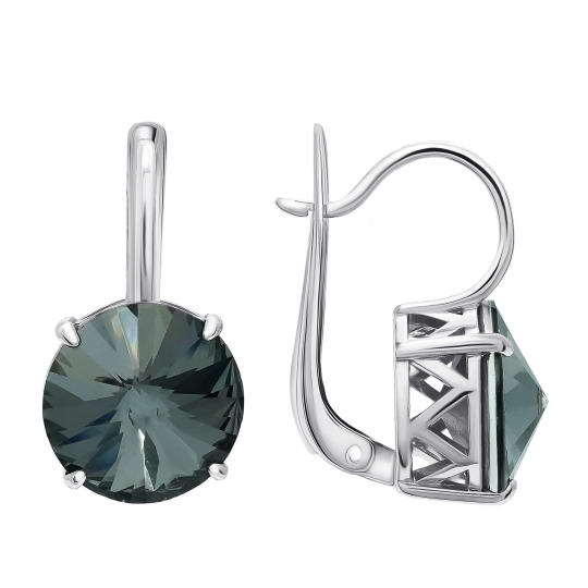 Серьги из серебра с цитринами и фианитами