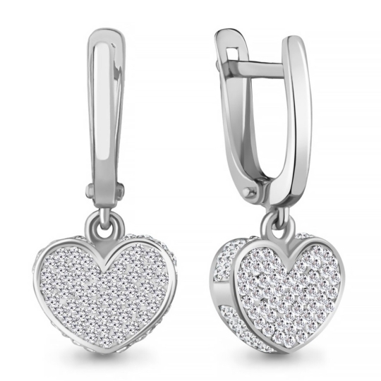 Серьги-конго из циркона с серебряным замком