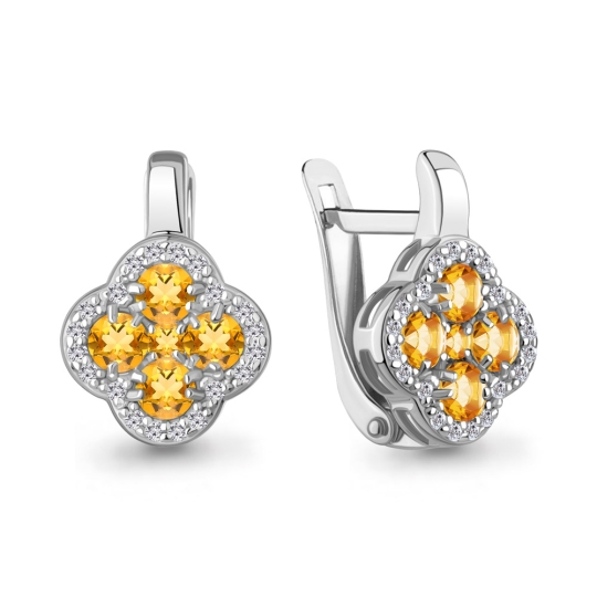 Подвеска из серебра с цитринами и фианитами