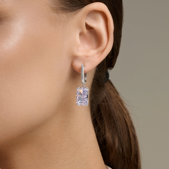 Серьги из серебра с топазами и фианитами