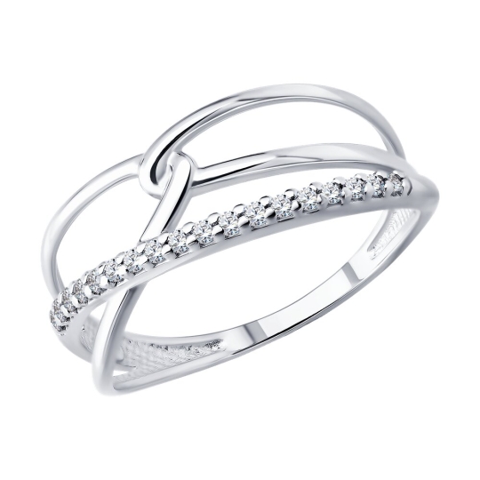 Обручальное кольцо из серебра с фианитами 