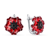 Серьги из серебра с эмалью и фианитами