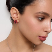 Серьги из серебра с эмалью и фианитами