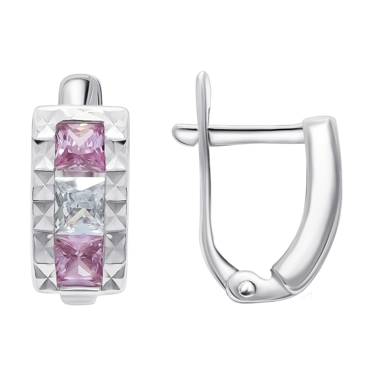 Серьги из серебра с фианитами