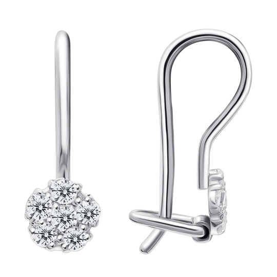 Серьги из серебра с фианитами