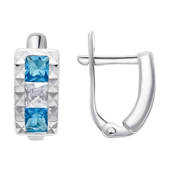 Серьги из серебра с фианитами 