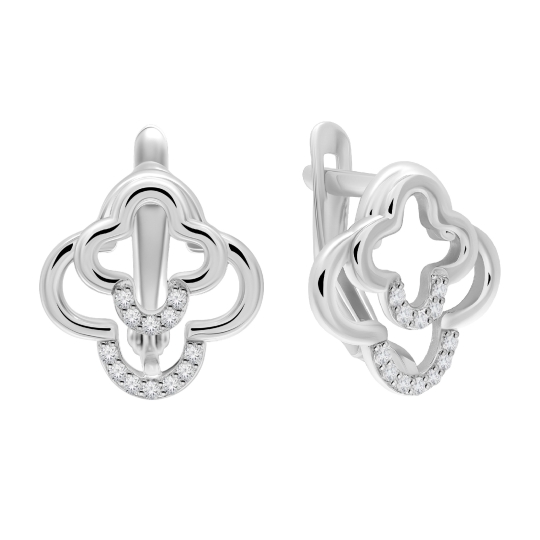 Серьги из серебра с фианитами