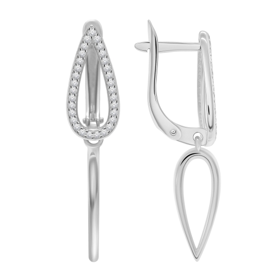 Серьги из серебра с позолотой и фианитами