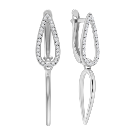 Серьги из серебра с позолотой и фианитами