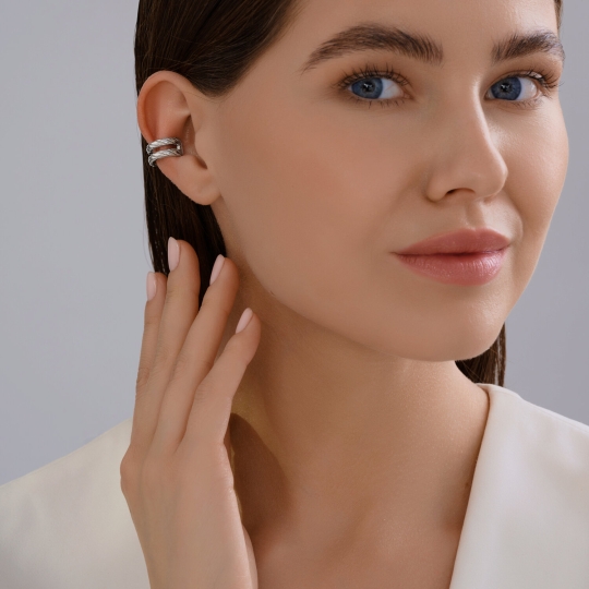 Серьга-кафф из серебра