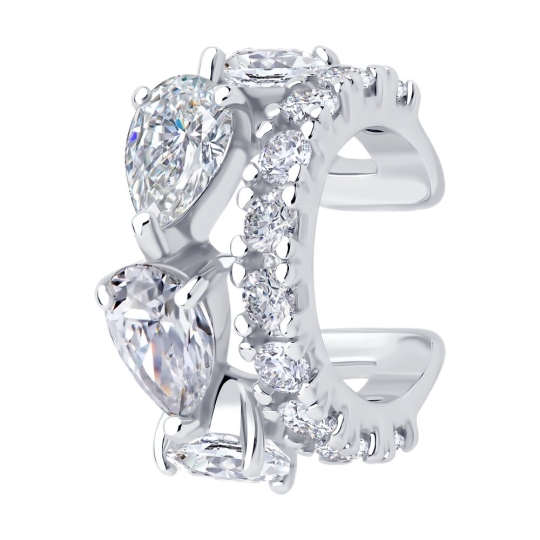 Серьги из серебра с празиолитами и фианитами