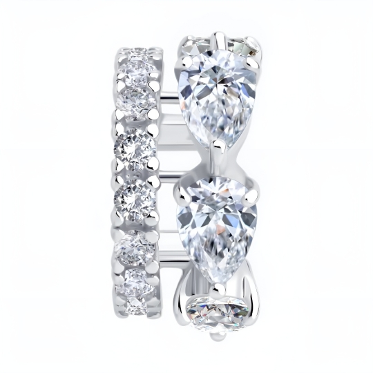 Серьги из серебра с празиолитами и фианитами