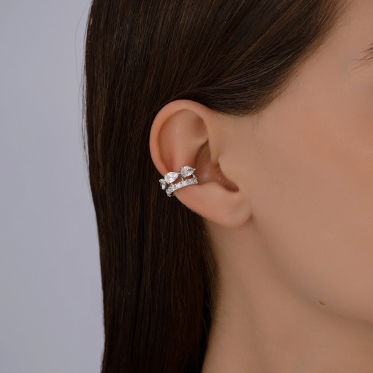 Серьги из серебра с празиолитами и фианитами