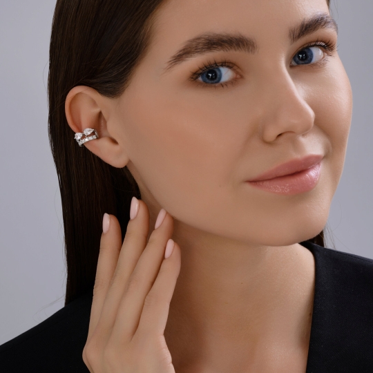 Серьги из серебра с празиолитами и фианитами