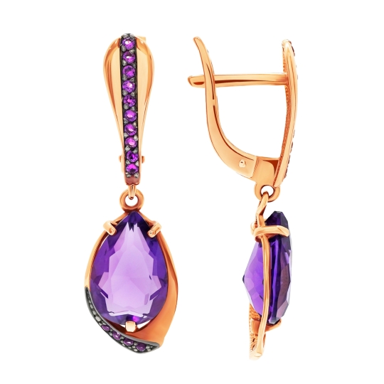 Серьги из золота с бриллиантами и керамическими вставками