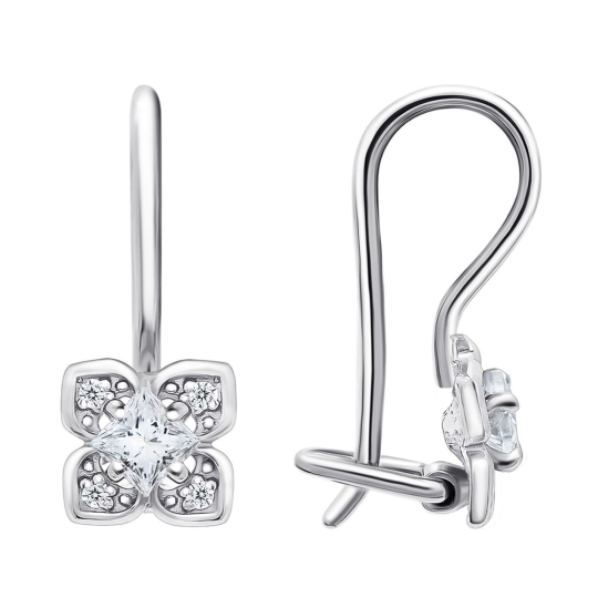 Серьги из серебра с фианитами