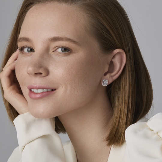 Серьги из серебра с бриллианитами и фианитами