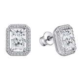 Серьги из серебра с бриллианитами и фианитами