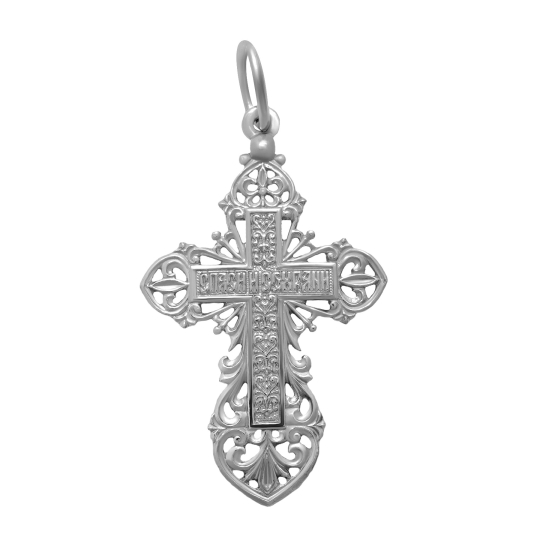 Крест из дерева с серебряными вставками на гайтане