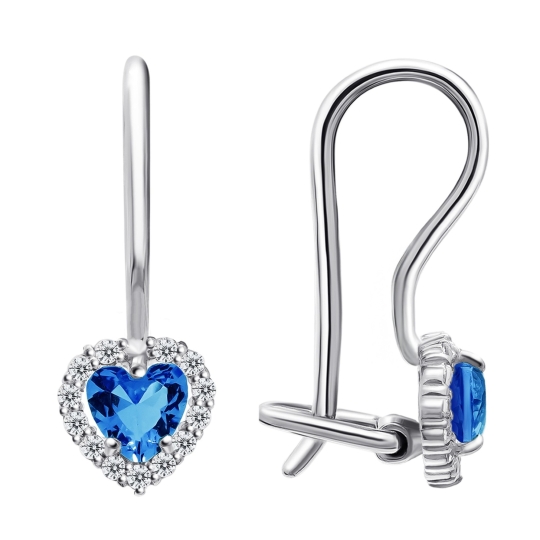 Серьги-кольца из серебра с фианитами 