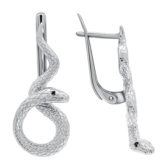 Серьги-джекеты из серебра с фианитами