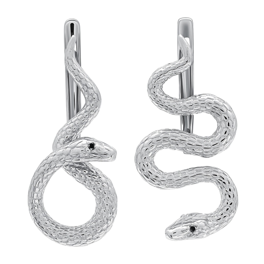 Серьги-джекеты из серебра с фианитами